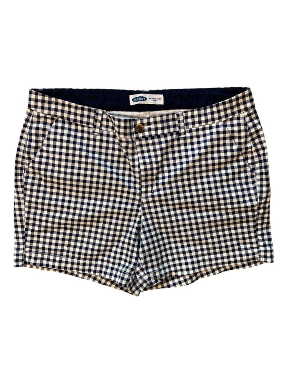 Women's OLD NAVY Mid-Rise Everyday Short Shorts Checkered Gingham BLUE Size 16